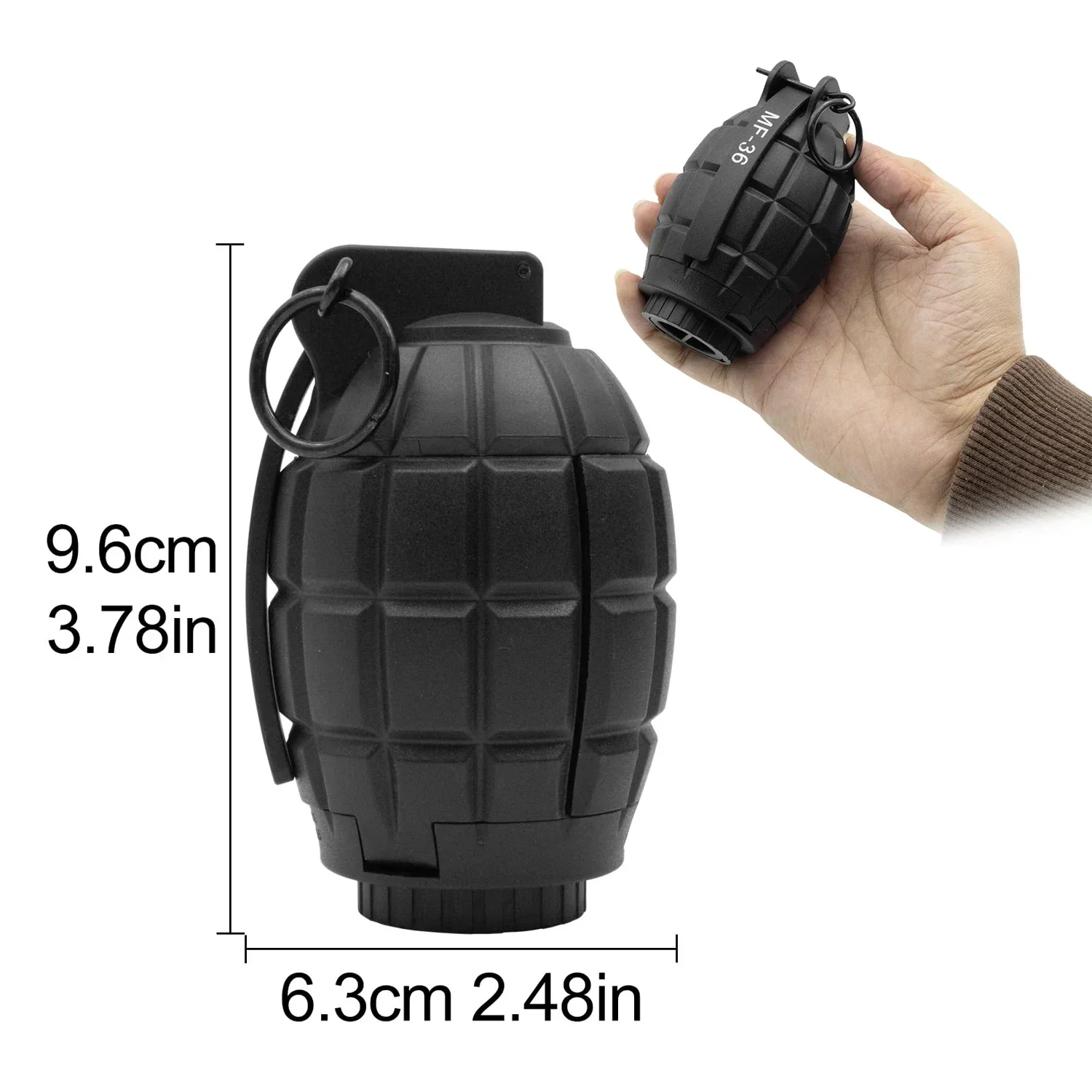 K2PCS MF-36 Hand Grenades Plastic Toy Reusable Spring Powered Impact Grenades Model For Sirsoft Paintball CS Game Role Play Prop