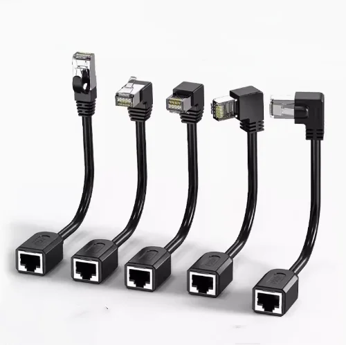 Cabo de extensão Ethernet Cat6, 10cm, rj45, 90 graus, ângulo reto, cat 6, macho para fêmea, adaptadores de rede lan