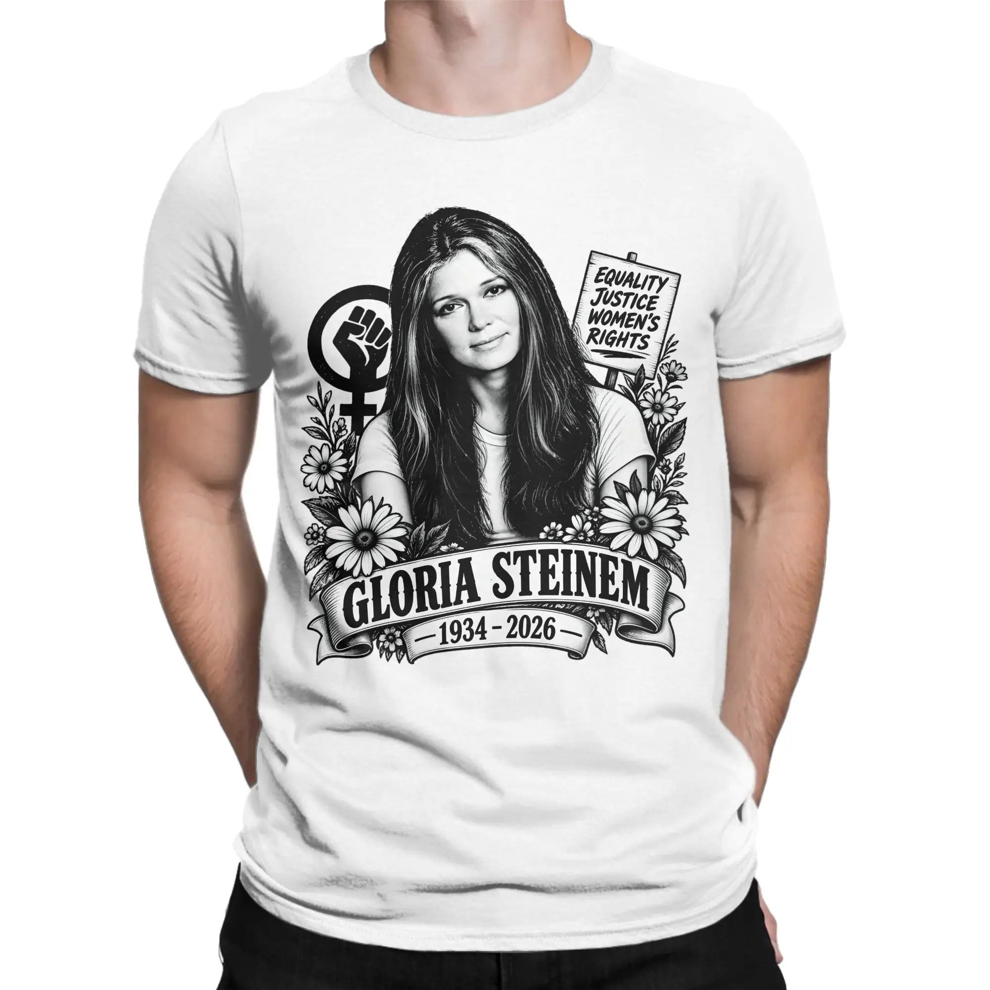 Casual Gloria Steinem T-Shirt for Men O Neck 100% Cotton T Shirts  Short Sleeve Tees Gift Idea Clothing
