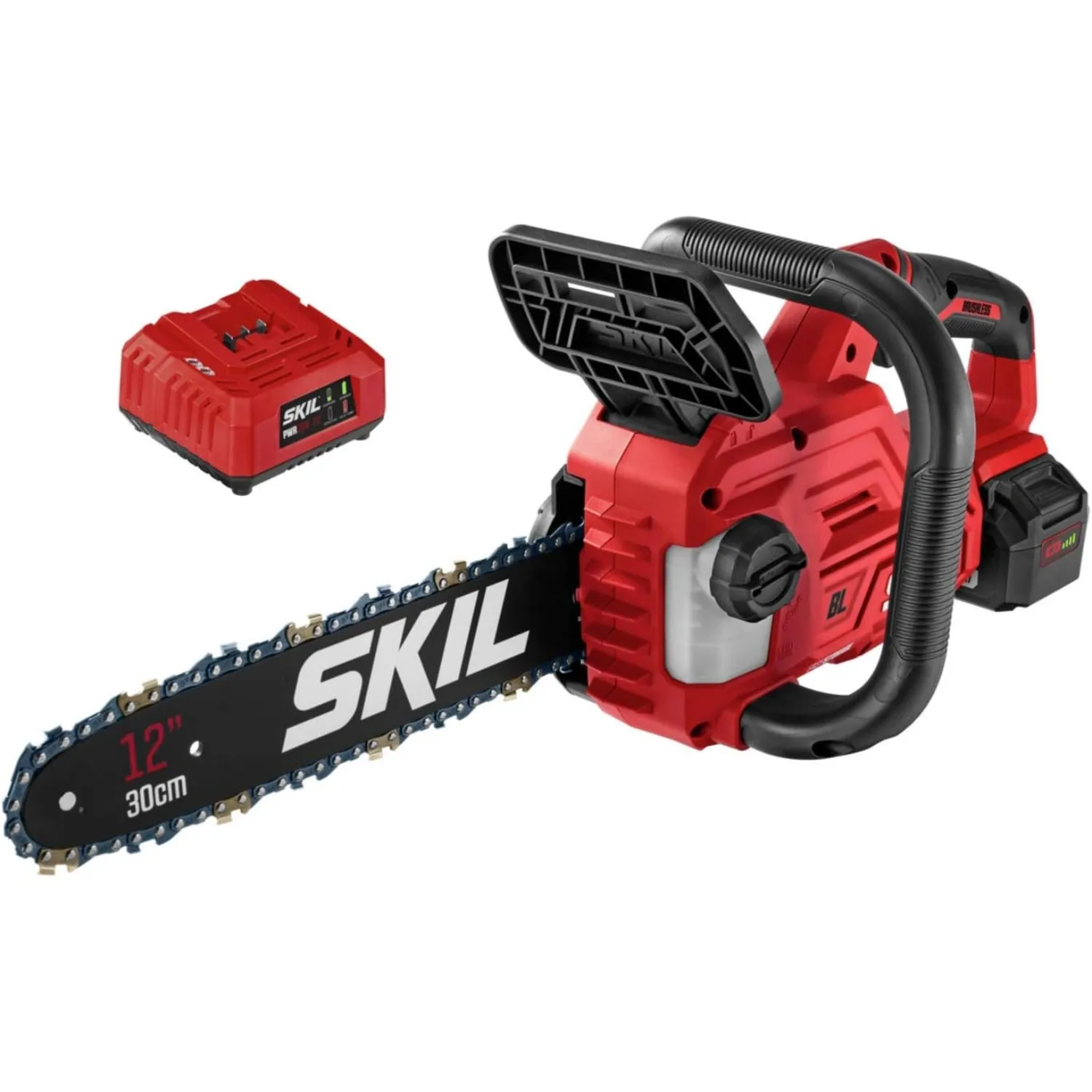 Brushless 20V 12'' Handheld Lightweight Chainsaw Kit w/ Tool-free Chain Tension & Auto Lubrication, w/ 4.0Ah Battery & Charger