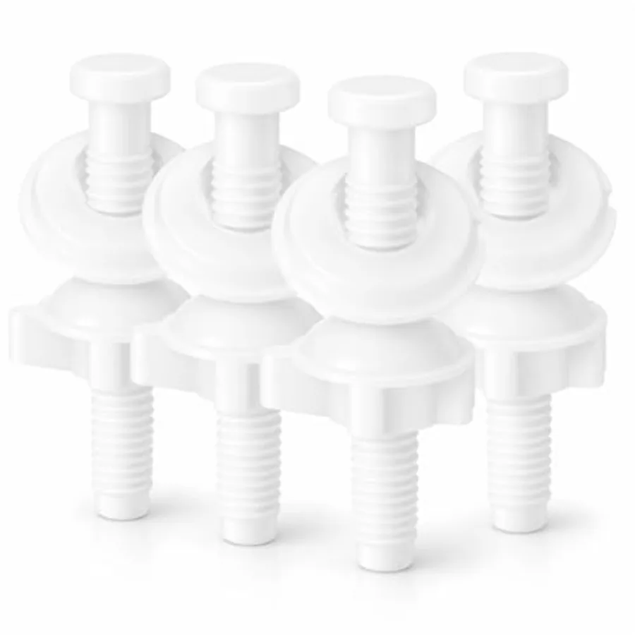 

4 Pcs Toilet Seat Screws, Including Plastic Bolts, Nuts and Washers, Durable Toilet Lid Bolts Replacement Kit to Fix Loose Top,