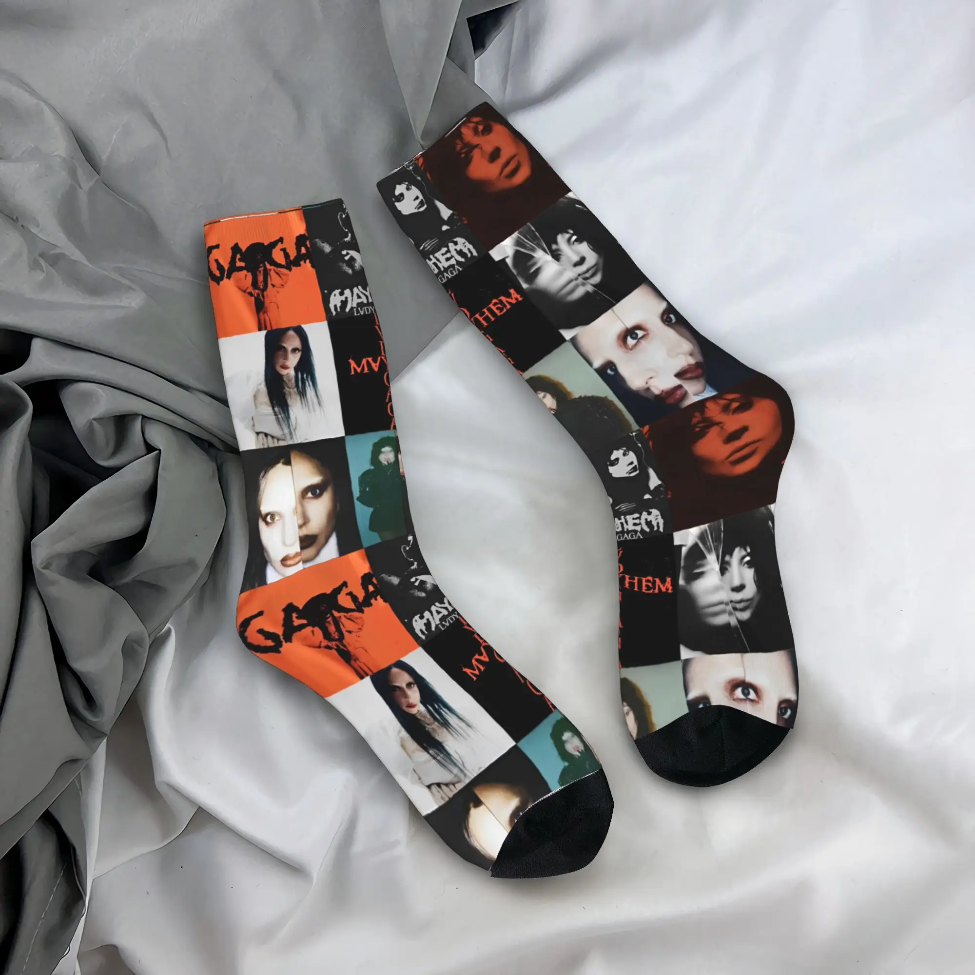 

Ladys Gaga Socks Concert Tour Retro Stockings Spring Anti Skid Adults Men Socks High Quality Pattern Skateboard Socks