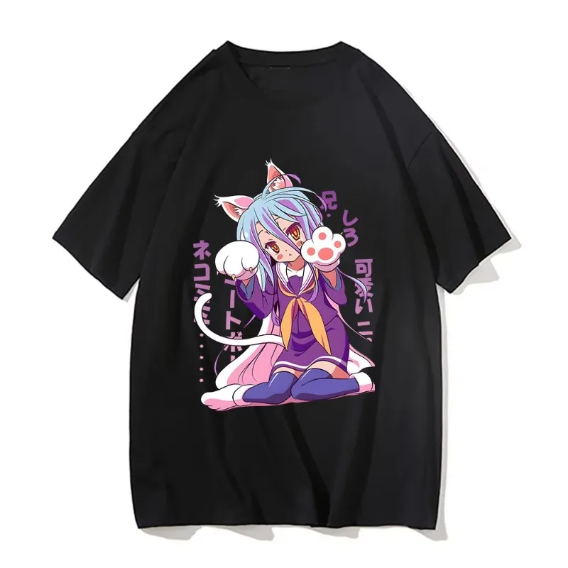No Game No Life Shirts Manga/Comic 100% Cotton Short Sleeve T Shirts Female/Male Simple Painting Kawaii/Cute Four Seasons O-Neck