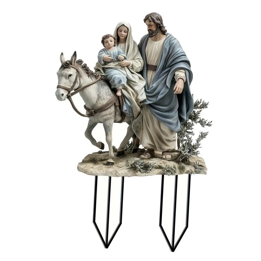 Outdoor Holy Family Nativity Scene Christmas Decoration Stakes Yard Flower Pot Themed Party Lawn Festival Supplies Yard Sign