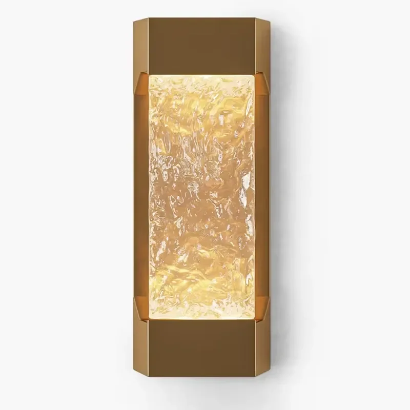 Modern Rectangular Wall Sconce with Water Ripple Glass Shade Wall Mounted Lamp for Bedroom Living Room Hotel