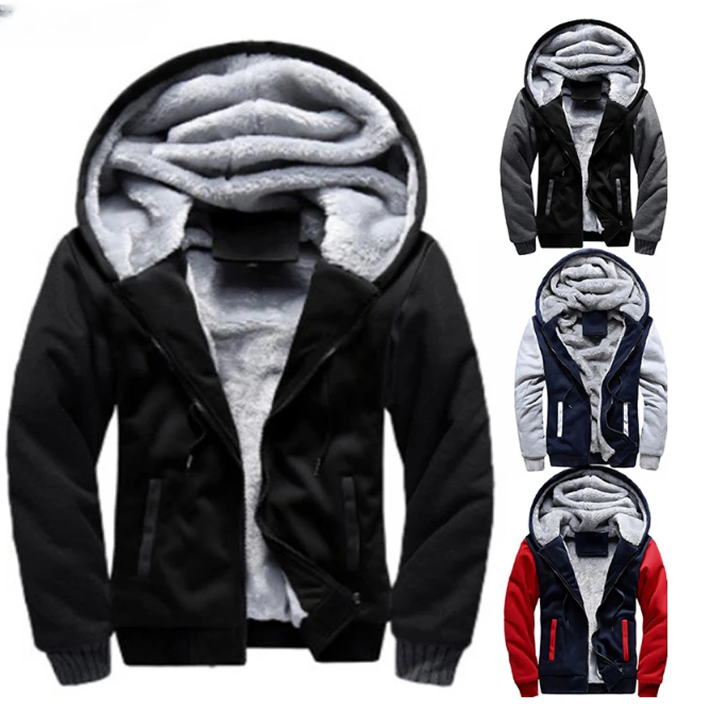 Men Coat Fleece Zipper Hooded Popular Winter Men's Casual Sports Cardigan Sweater Jacket with Plush and Thick Insulation Sweater