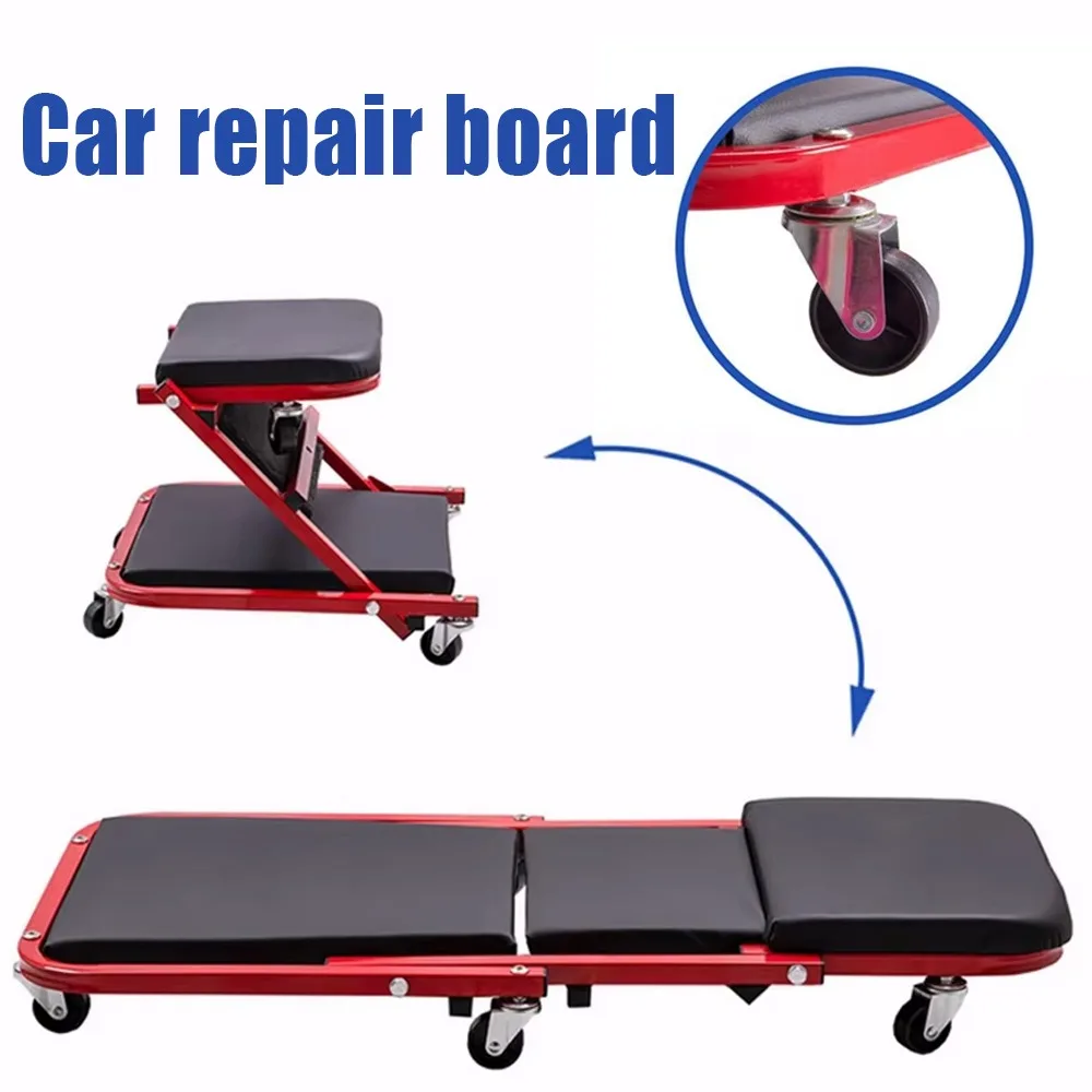1 Pcs Folding Car Repair Bed Auto Maintenance Work Bench Chair Auto Workshop Bench Wheels Roller Car Creeper Seat Roller Seat