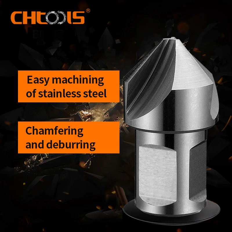 chtools hss countersink com 1905 mm weldon shank tres bordas de corte 90 graus de diametro 2555 mm comprimento 4560 mm cortador de chanfro 01