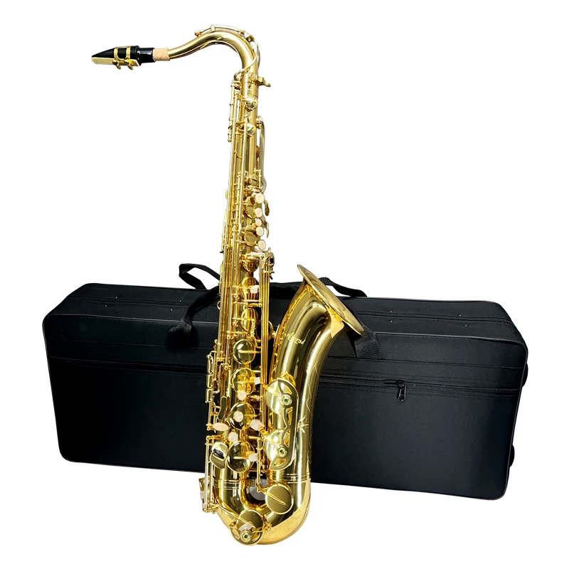 Popular Custom Golden Brass Eb Key High F# Key Tenor Saxophone