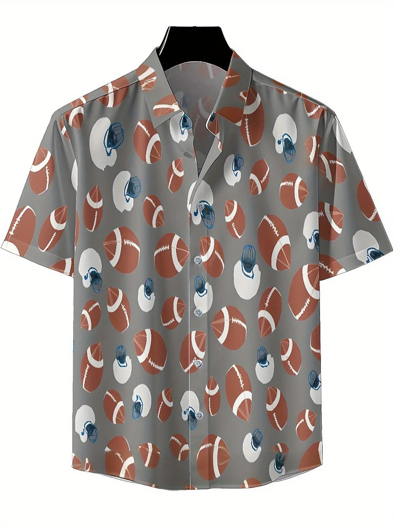 Men's Plus Size Hawaiian Shirts Football pattern, Summer Casual Tops, Suitable for Outdoor and Party, Streetwear