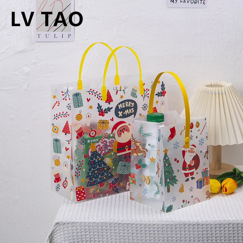 

LV TAO 10pcs Christmas Gifts Bags Candy Cookie Food Packing Present Santa Claus Event & Party X-MAS Packaging for Kids Christmas