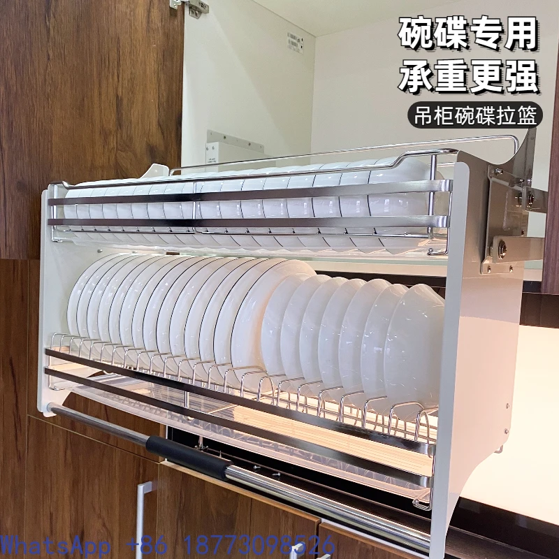 304 Stainless Steel Dishes Lifting Seasoning Pull Basket Hanging Cabinet Pull-down Cabinet Storage Dishes Hanging Cabinet Rack