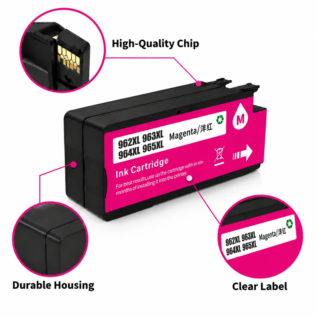 For HP 962XL 963XL 964XL 965XL Remanufactured Dye Ink Cartridge With Anti-Upgrade One-Time Chip Fit OfficeJet Pro 9010 Series