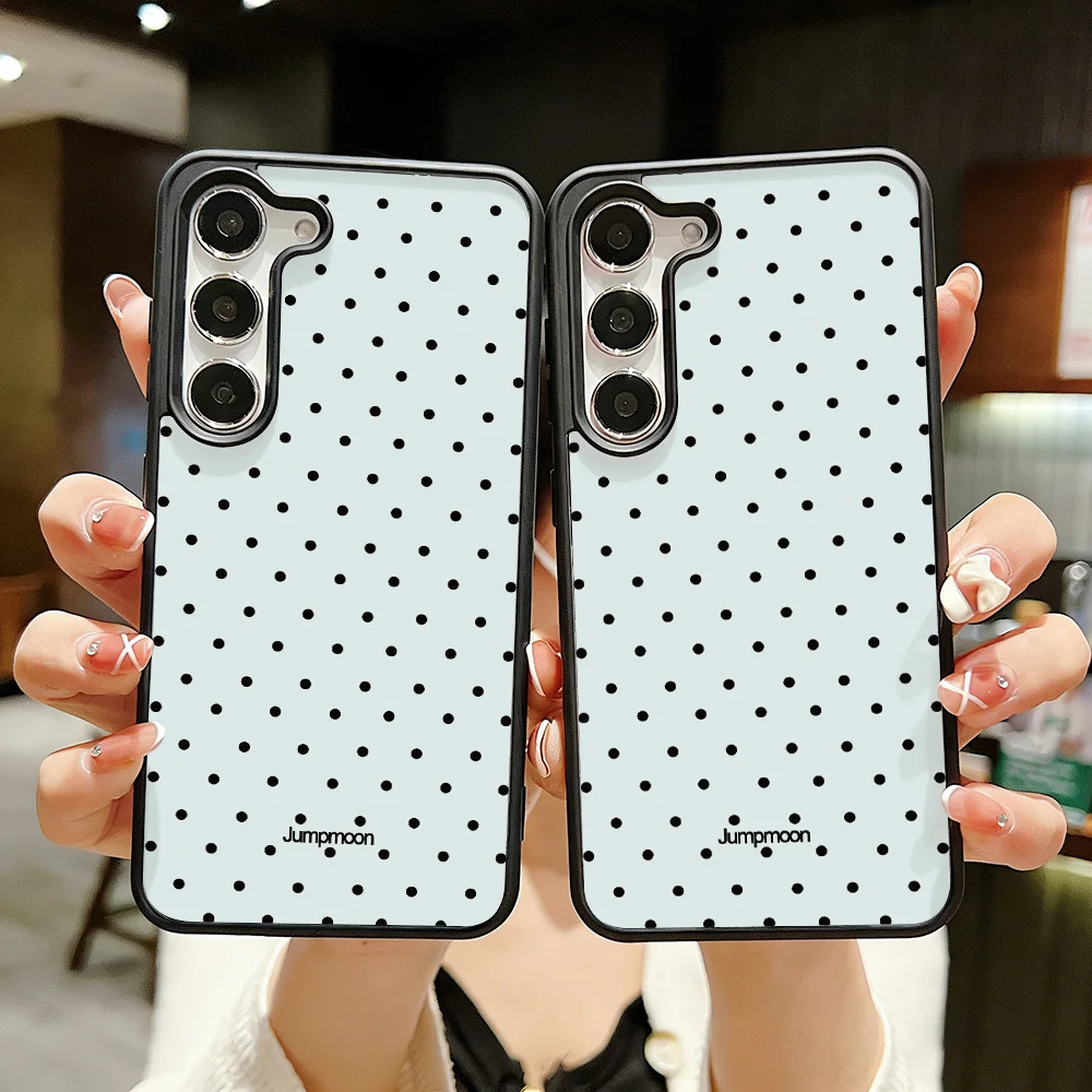 Korean Ins Polka Dots Phone Case For Samsung Galaxy A16 A56 5g A17 A55 A54 A36 A07 A26 S25 S26 Ultra S24 FE S23 Lanyard Cover view 2