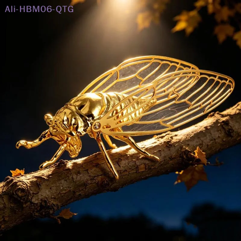 [New] Creative Exquisite Cicada Figurine Mini Hollowed-out Alloy Animal Statue Retro Anti-rust Desktop Small Ornament Gift