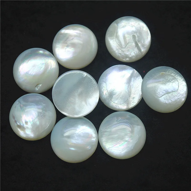 9PCS New Salater Shell Cabochons Round Shape White Colors Size 8MM 10MM 11MM 14MM DIY JEWELRY FINDINGS TOP SELLING