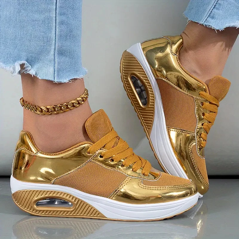 Frauen Turnschuhe Frühling Mode goldenen Spiegel Slipper Paar Glitzer Leder lässige Turnschuhe bequeme flache Schuhe für Frauen