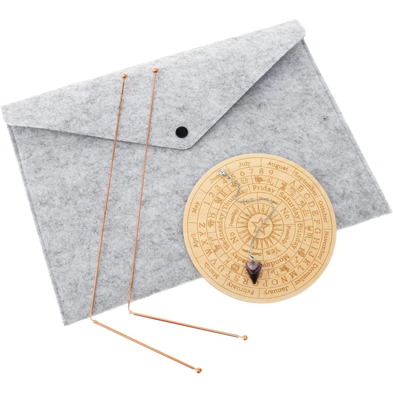 

NEW_Copper Dowsing Rods Kit,Spiritual and Divining Pendulum Board Mat Kit