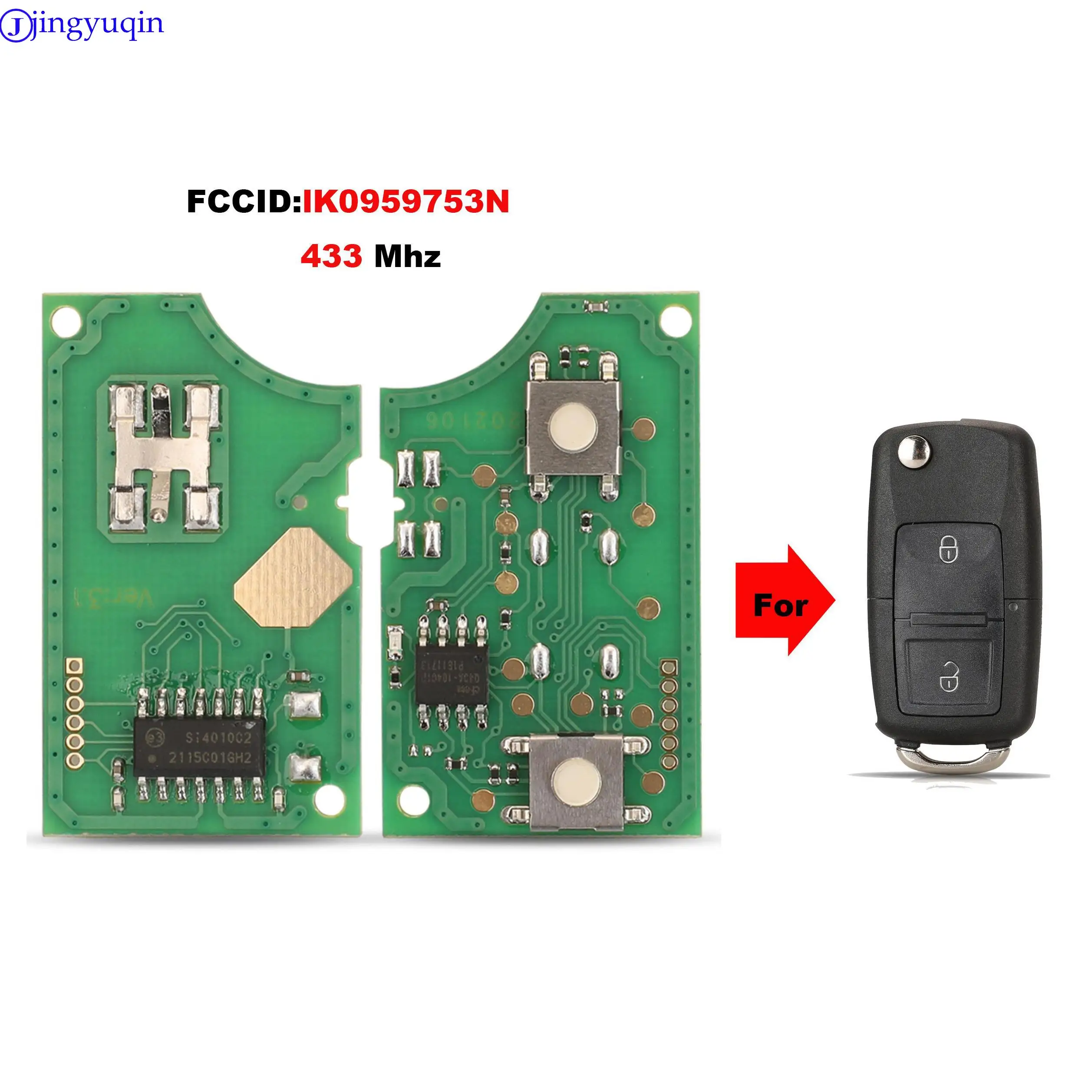 jingyuqin 433Mhz Remote Key Shell For VW Golf Mk6 Jetta Polo Scirocco For Skoda Octavia Superb Yeti For Seat Altea Ibiza Leon