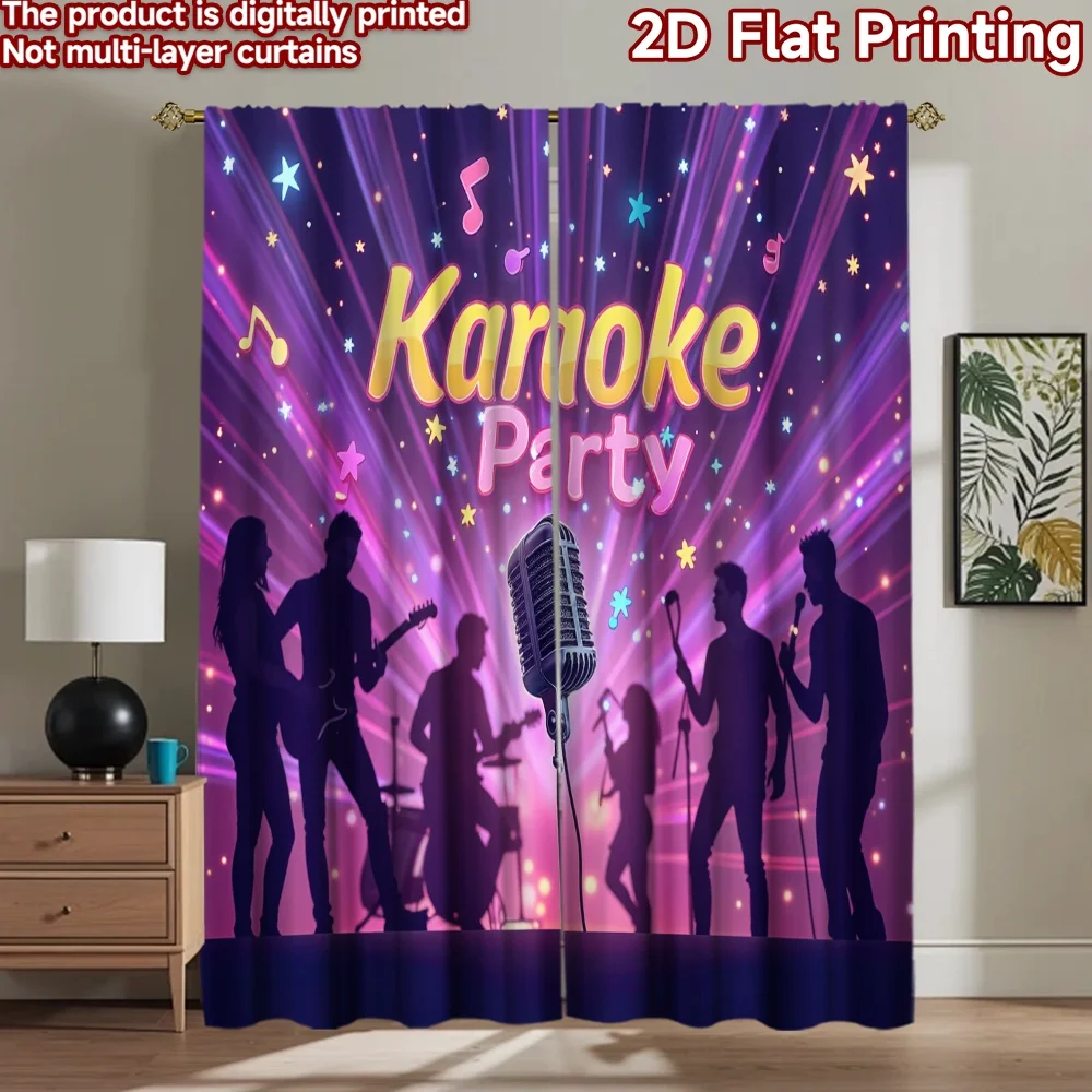 2D flat 2pcs Curtain Modern Minimalist Style Karaoke Party Stage Digitally printed polyester Party & Holiday Decor Use for