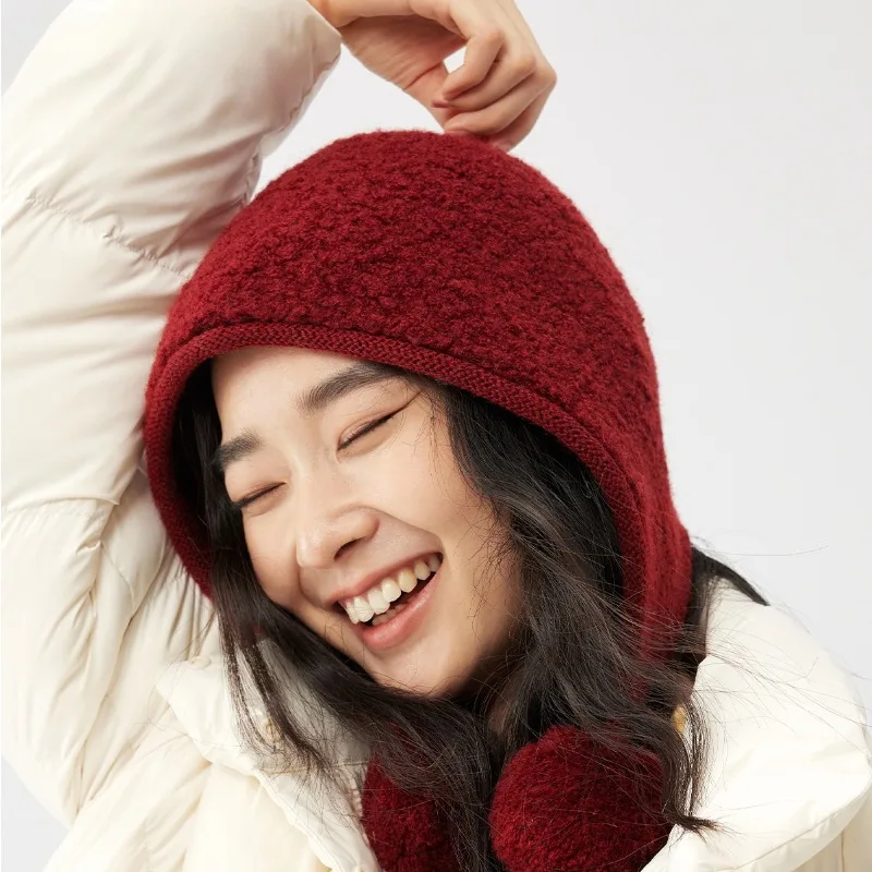 

Simple Solid Color Knit Hat Warm Knit Earmuff Hat Fashion Brand Hat Hot Sale Holiday Gift Red Cotton Hat Warm Accessories