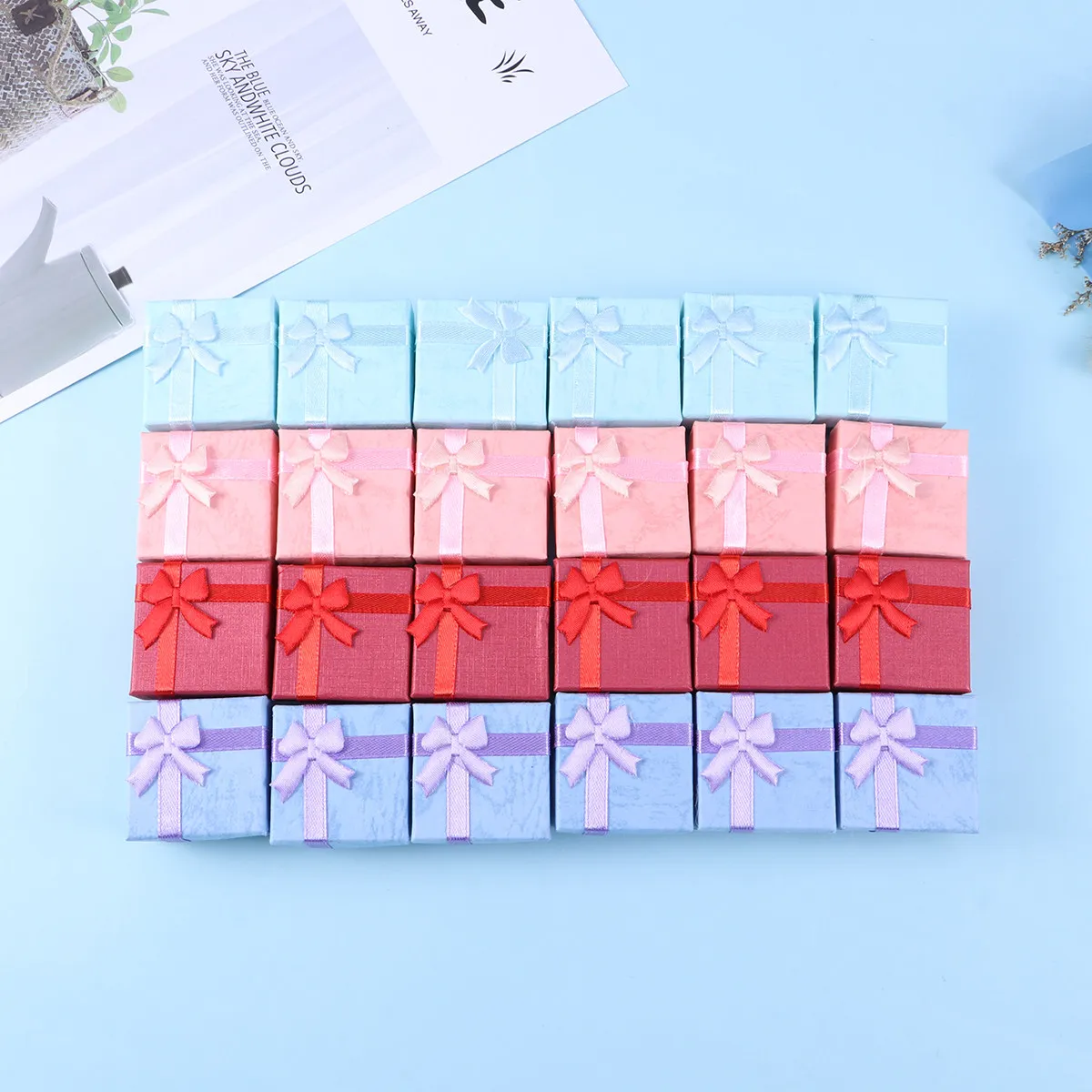 

24Pcs Gift Box Set Bowknot Ribbon Style Jewelry Storage Boxes 4x4x3cm Elegant Organizer for Earrings Rings Bracelets Necklaces