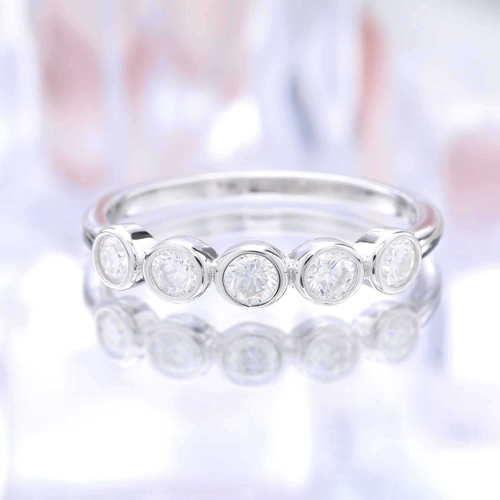 

Moissanite Water Bubble Ring 0.5CT S925 Silver Plated 18K White Gold For Women Gifts