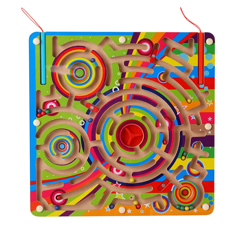 Kids Vroege Speelgoed Kubus Puzzel Doolhof Speelgoed Game Hout Magic Games Magneet Voor Kinderen Volwassen Cube Puzzel Onderwijs Magnetische Doolhof speelgoed