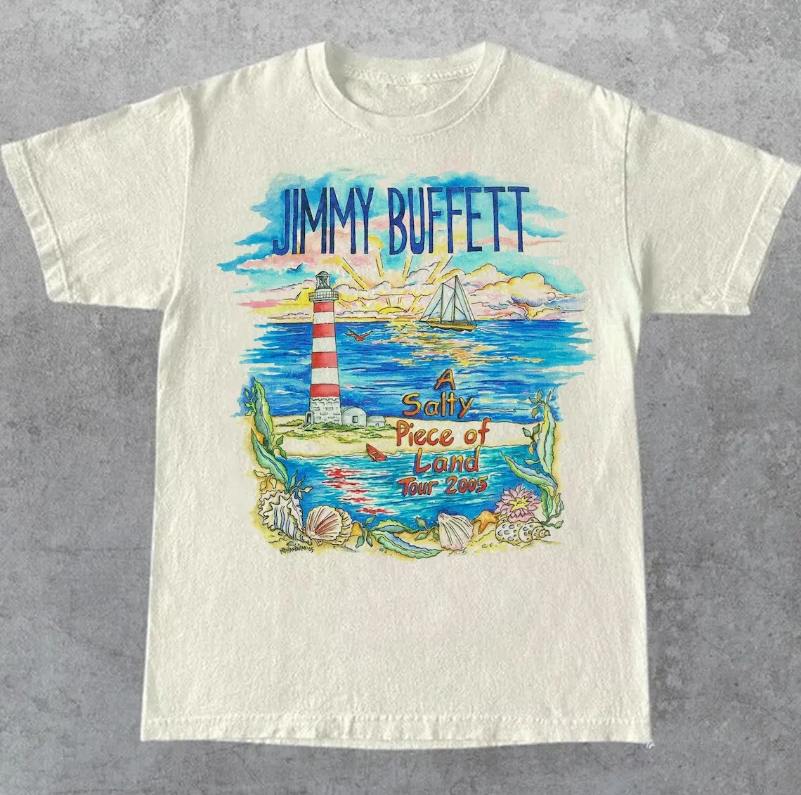 Vtg Rare Jimmy Buffett Tour Cotton White Shirt MM823