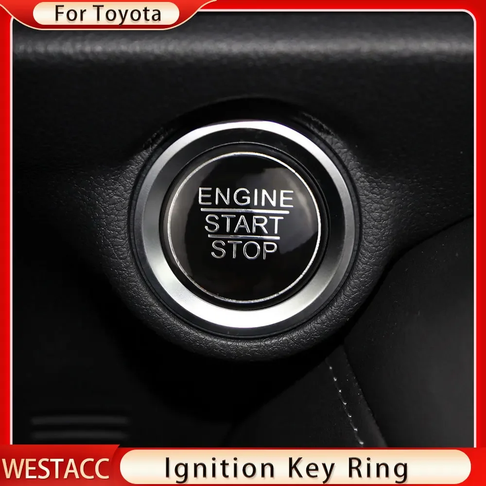 Car Engine Start Stop Button Sticker Cover for Toyota Corolla Camry XV70 2018 Prius RAV4 Ignition Key Ring Styling Accessories