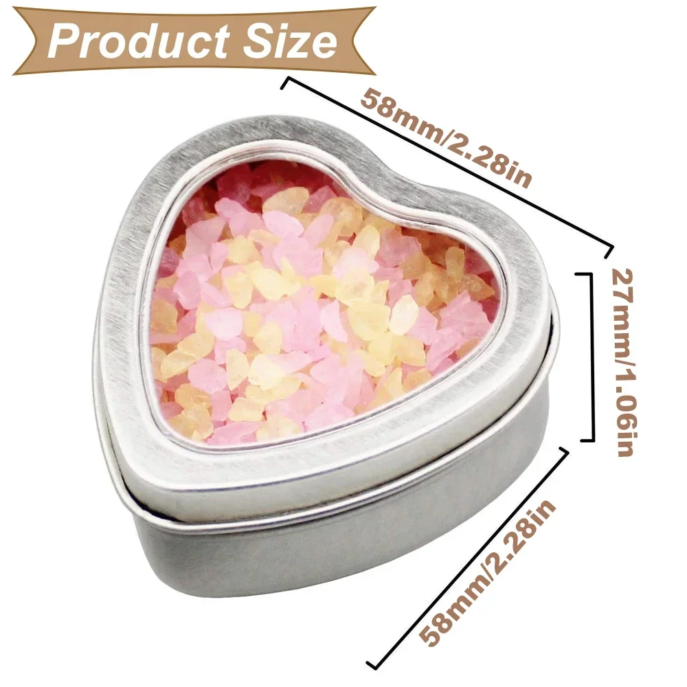 12PCS 2oz Heart Shaped Metal Tins with Clear Window Lids Tinplate Empty Candy Jars Empty Candle Jars Candies Cans DIY Crafts