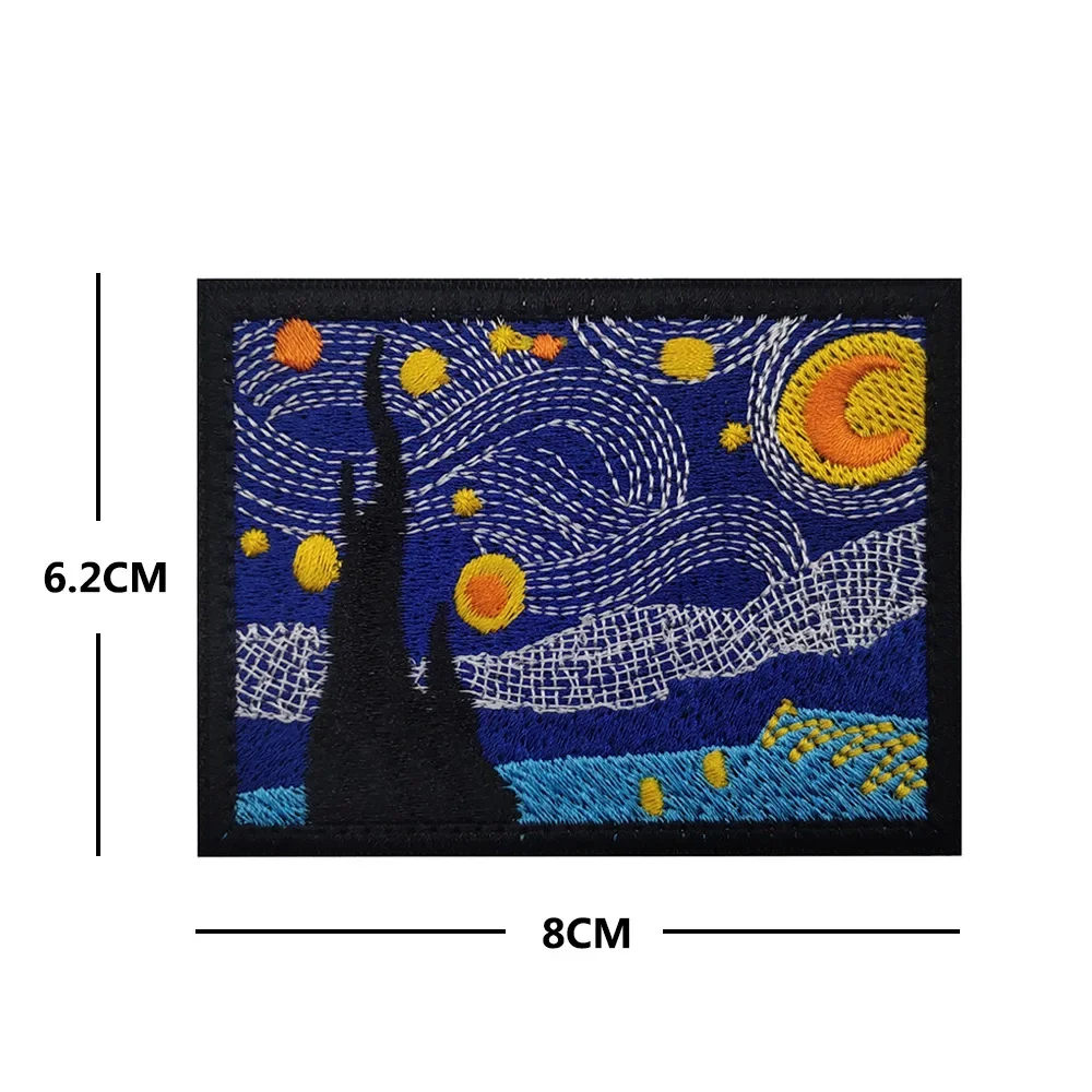 Ukiyo-e المطرزة هوك وحلقة شارة ، شروق الشمس الجبلية ، موجة كبيرة ، حزمة التطريز المعنويات ، ملصقات ، شارة النجوم #5