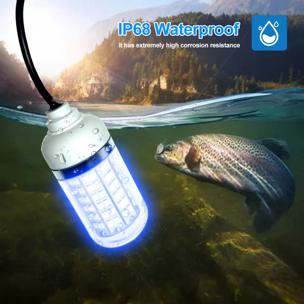 E2 12V LED Fishing Light Attractor Lure Fish Finder Lamp 108leds Pool Light Attracts Prawns Squid Krill 4Colors Underwater Light