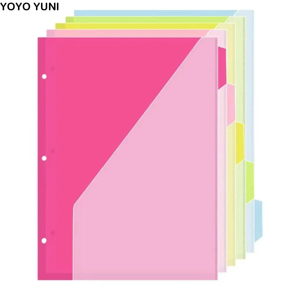 

5Pcs Document Organizer Index Page Folders with Pockets and Tabs 3 Holes Binder Dividers Pockets Separator Wear-Resistant
