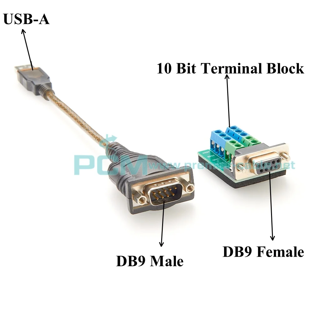 Cabo conversor serial USB para RS232 RS485 TTL 3.3V 5V 3 em 1 com chip FTDI, cabo serial USB para DB9 macho com bloco de terminais 1M