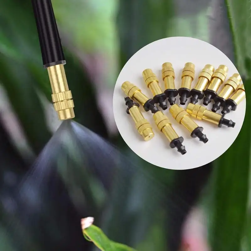 10Pcs Outdoor Misting Cooling System Garden Irrigation Watering Brass Atomizer Adjustable Garden Micro Sprinklers