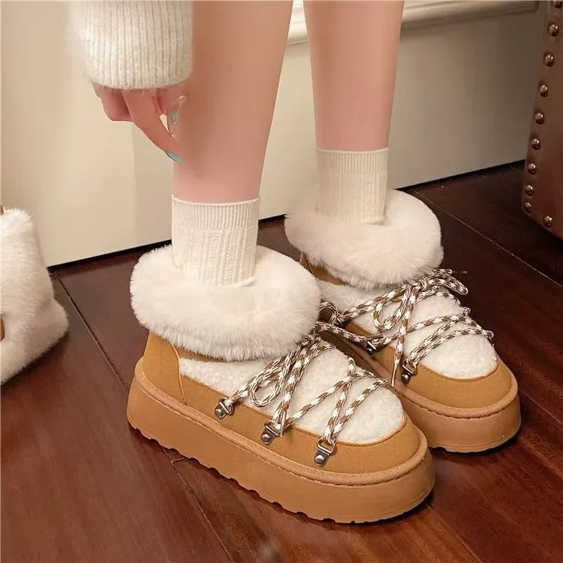 

2025 Winter Warm and Ankle Snow Boots for Women's New Casual Brand Designer Wool Suede Short Plush Women's Shoes Botas Mujer
