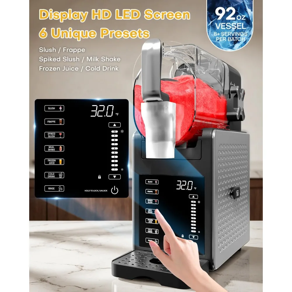 آلة Slushie مع تقنية QuickChill 6 برامج محددة مسبقًا لا حاجة إلى ثلج 92oz صانع المشروبات المجمدة لـ Margaritas