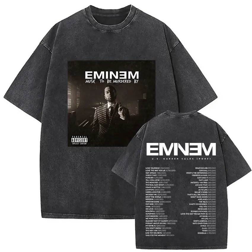 

Rapper Eminem The Marshall Mathers Lp Album 2025 New T Shirts Men's Vintage Loose Oversized Cotton T-shirt Y2K Washed Streetwear