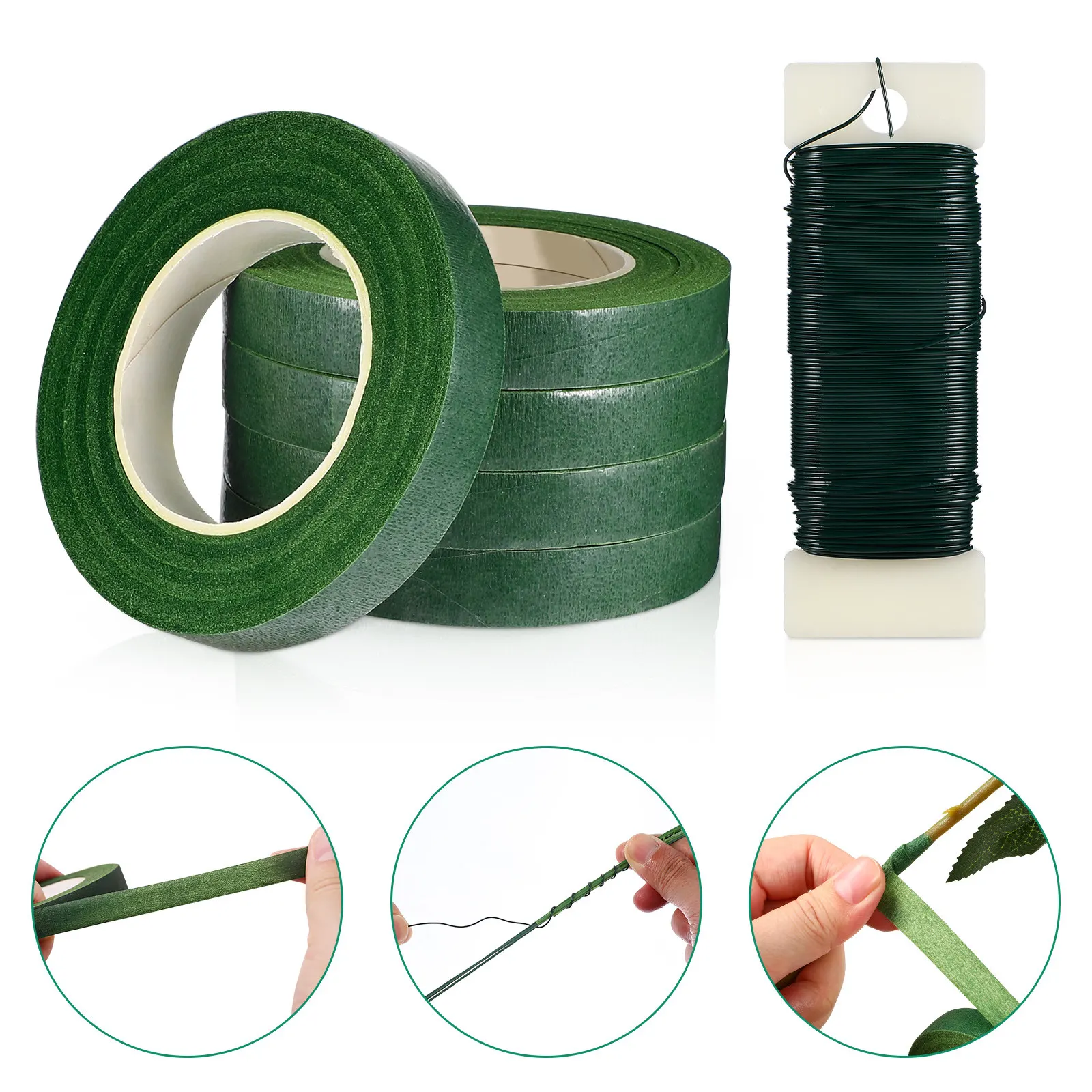 1set-florist-wire-and-floral-tape-kit-green-stretchable-wire-for-flower-arranging-accessories-diy-bouquets-wreaths-garland