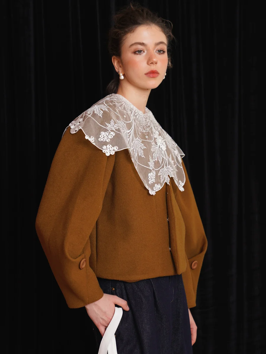 Ladies' Irregular Elegant Woolen Short Coat,Winter