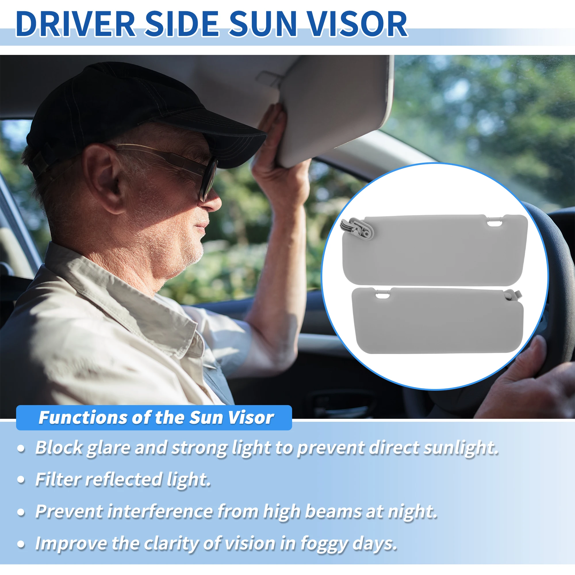 UXCELL Left Driver Side Sun Visor Fit for Hyundai Accent 1E 2011 2012 2013 2014 2015 Left Side