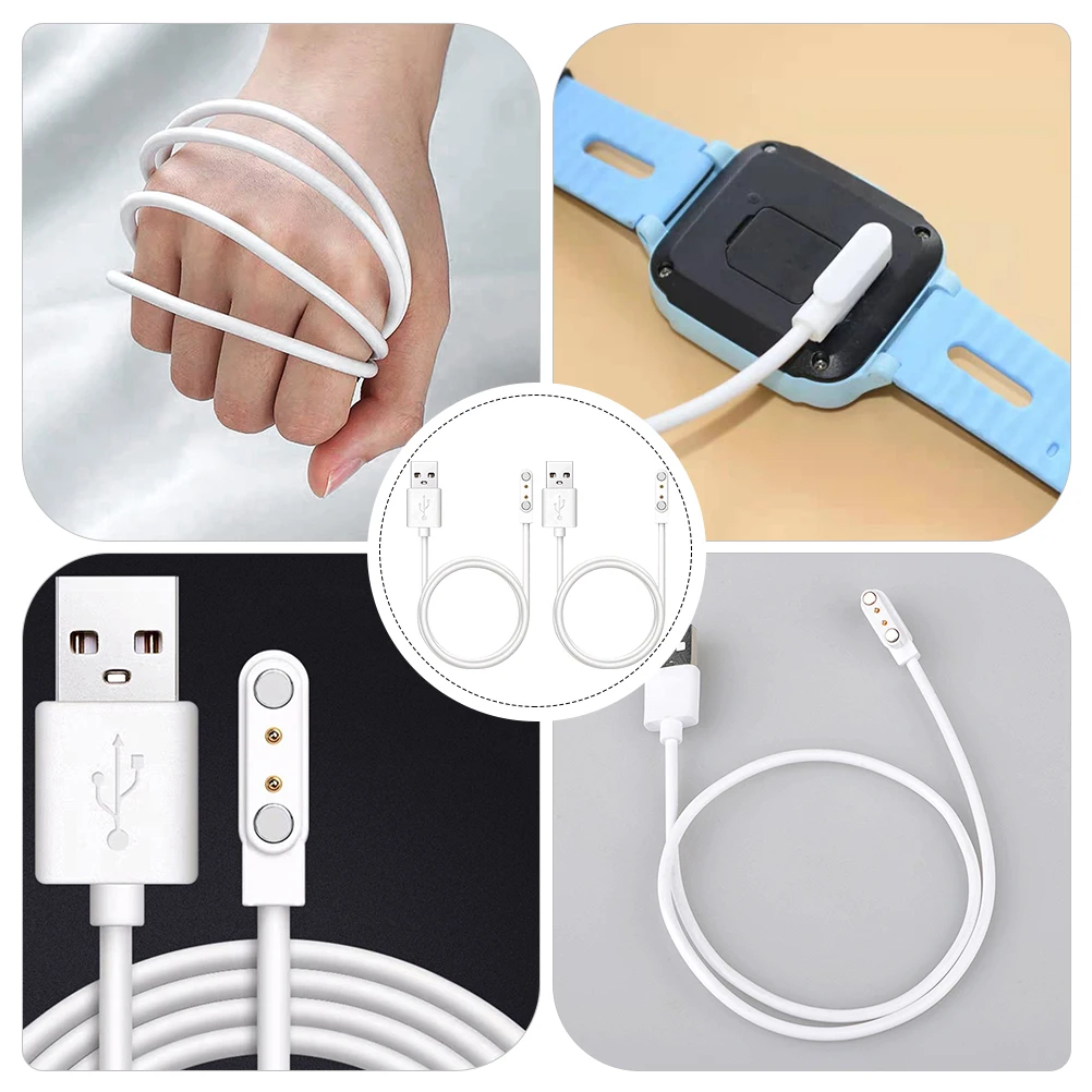 

2Pcs 2Pin Magnetic Charging Cable Smart Watch Universal Strong Durable Cord USB for Watches Car Travel Safe