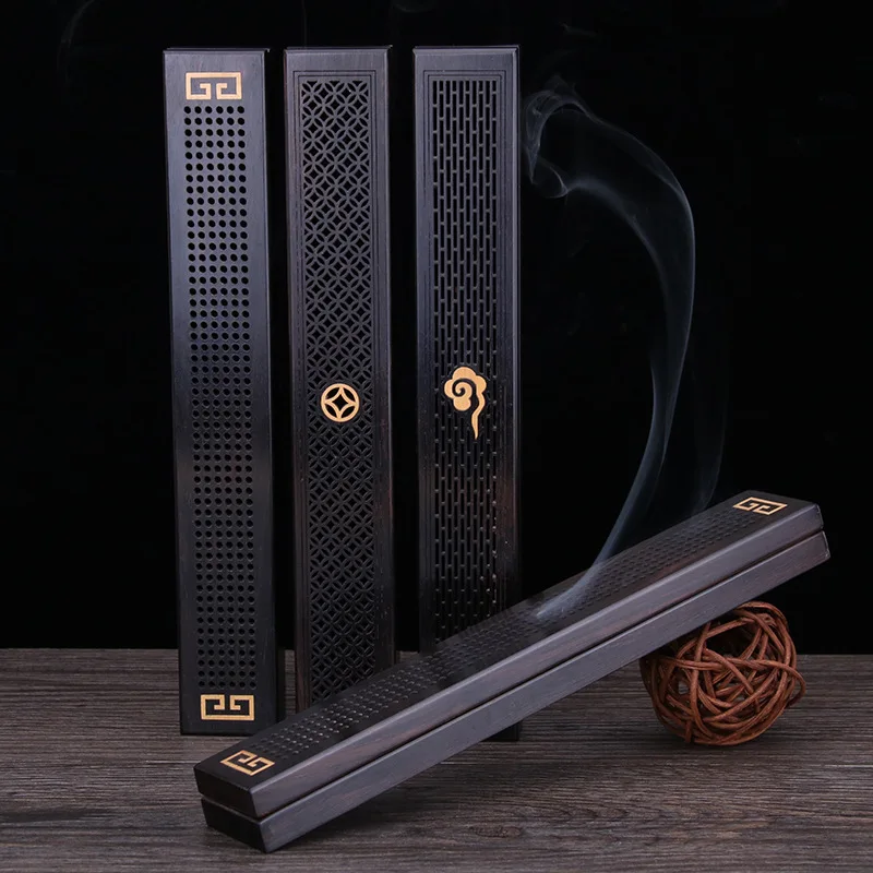 23.5cm Black Sandalwood Incense Burner Ebony Living Room White Sage Incense Sticks Base Restore Line Incense Holders