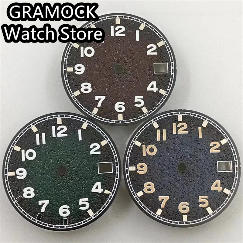 GRAMOCK 29mm Dial Black Green Blue Brown Dial Green Luminous For NH34 NH35 NH36 Movements