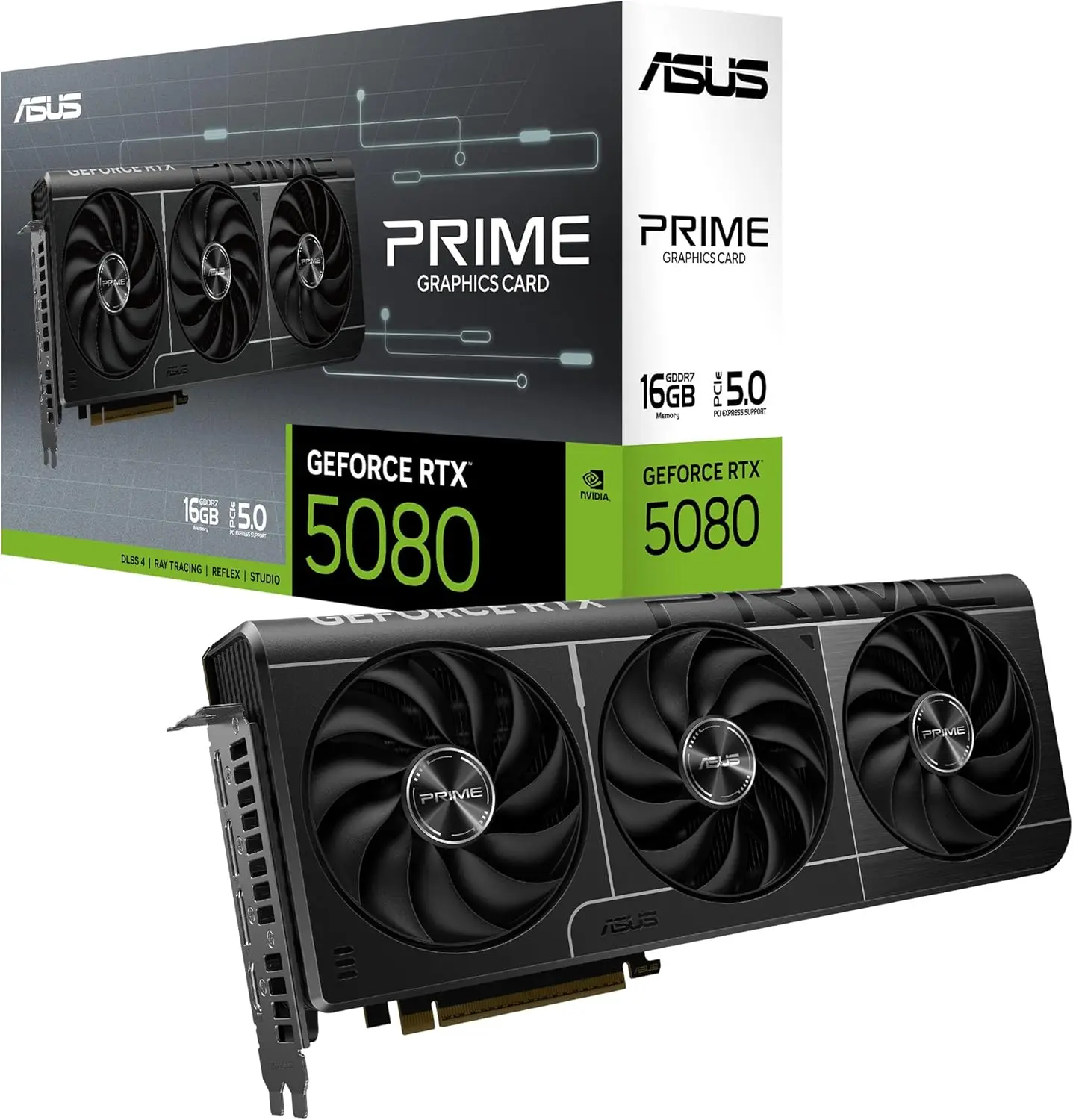 

Видеокарта ASUS NVIDIA GeForce RTX 5080 - 16 ГБ GDDR7-7680 x 4320-2.62 ГГц Boost Clock - ширина шины 256 бит - PCI Express 5.0