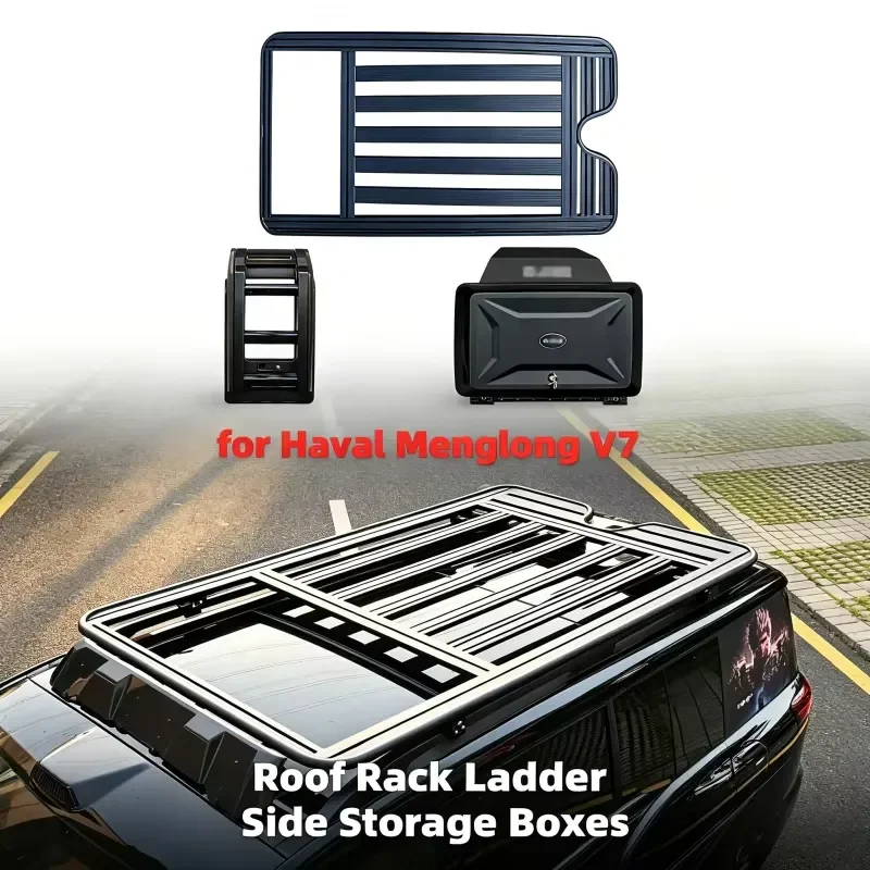 Upgraded Aluminum Roof Rack Ladder and Side Window Storage Box Kit for Haval Raptors V7 H7 Car Accessories
