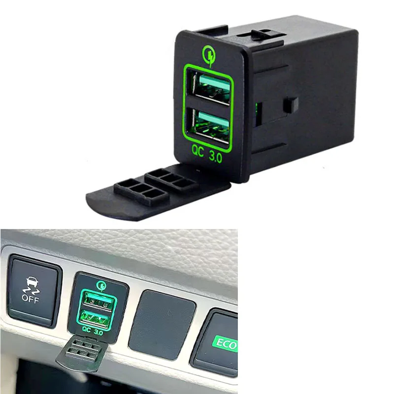 Car Quick charge Dual QC3.0 Charger USB Interface Socket Connector Voltage Display For Nissan Sylphy Serena TEANA X-TRAIL 14-20