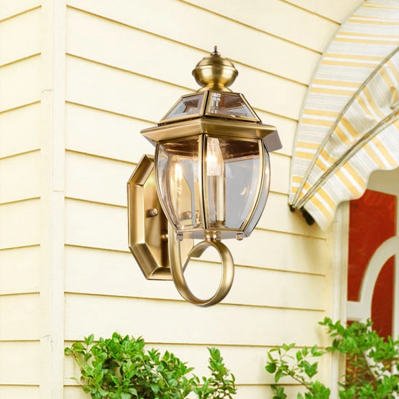 

All-copper European-style Courtyard Wall Lamp Outdoor Waterproof Villa Garden Wall Door Post Exterior Wall Aisle Corridor Retro