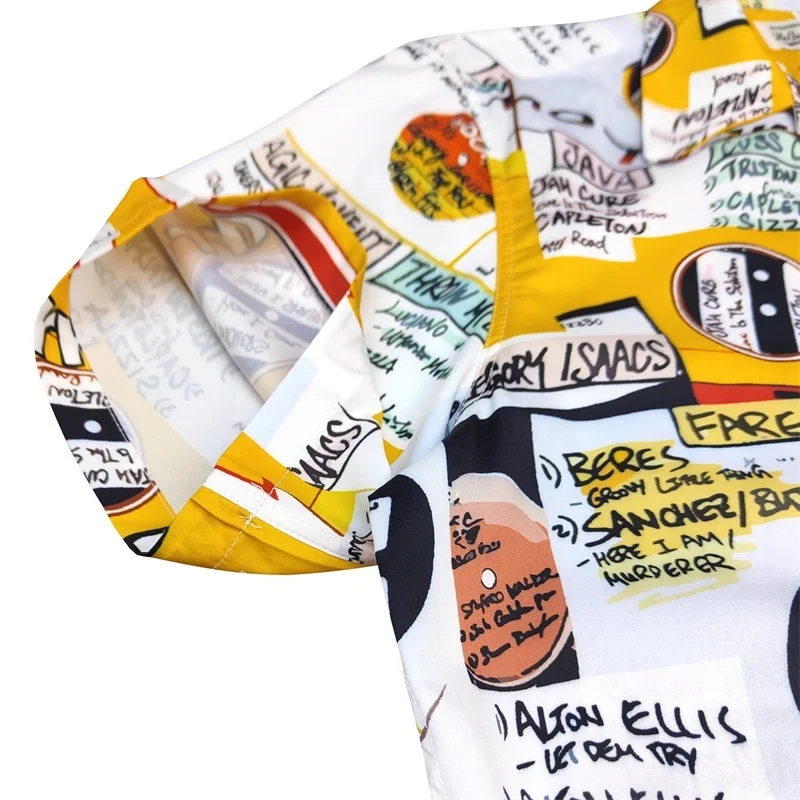 WWACKO MARIA Fashion Trend Full-Print Poster Heaven Tokyo Hawaii Short-Sleeve Shirt Quality Brand Men's Women's Summer Tops